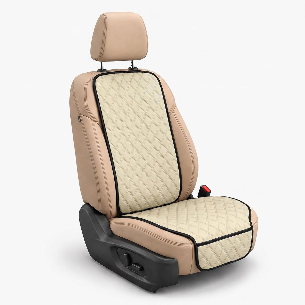 FH Group Car Seat Cushion – Neosupreme Single Front Seat Cover with Front Pockets, Airbag Compatible, Universal Fit Car Seat Cushion for Driver or Passenger Seat, SUV, Truck, Sedan & Van – Beige