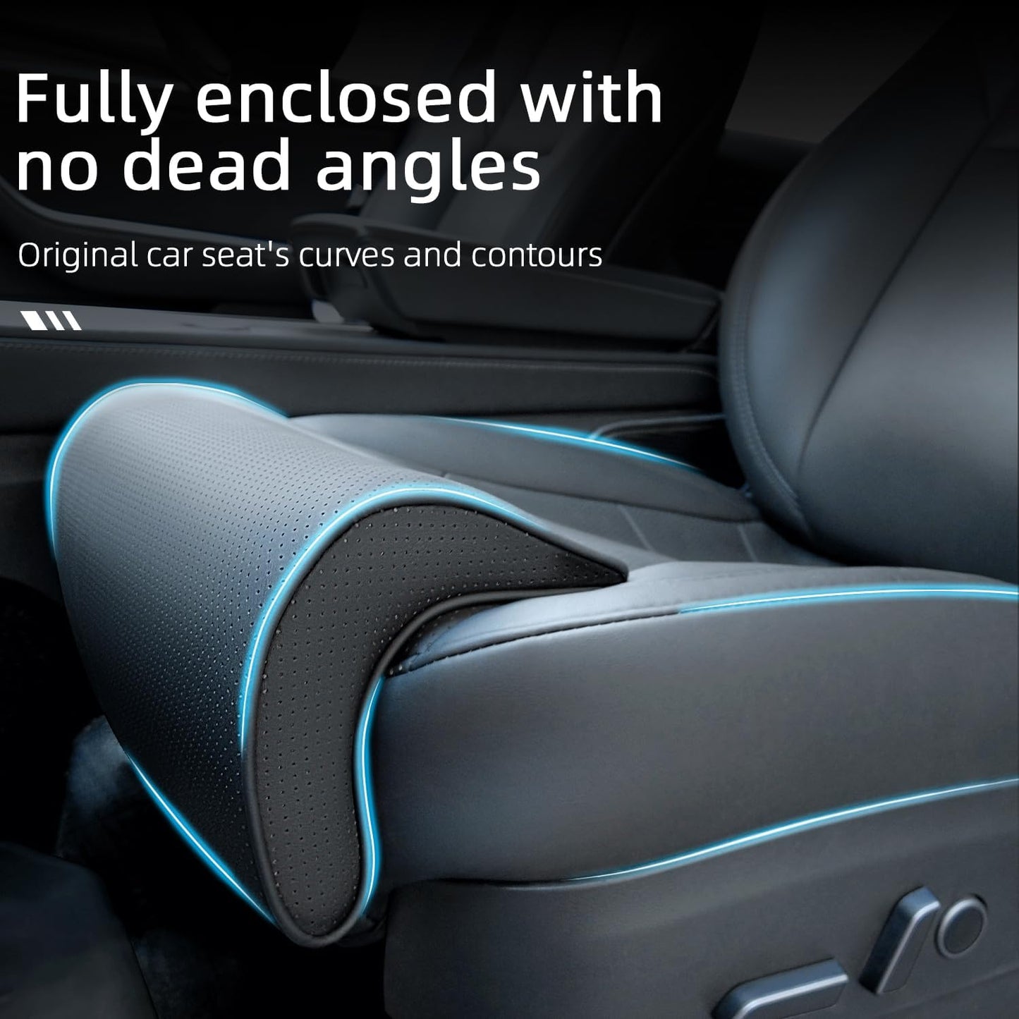 Tesla Model 3/Y Seat Cushion Cover with Memory Foam Leg Support, Premium Waterproof Leather, Non-Slip Base, Full Coverage Design, Model 3 (2024-2025) & Model Y (2026 Long Range) Juniper