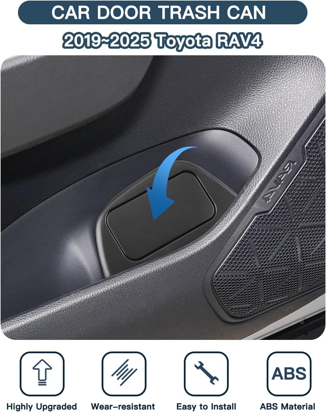 Ruiya 2025 RAV4 Trash Can for 2025 Toyota RAV4 Hybrid Accessories Trash Bin with Lid for Storage Toyota RAV4 Accessories Plastic Garbage Can Compatible with 2019-2023 2024 2025 Toyota RAV4 All Trim