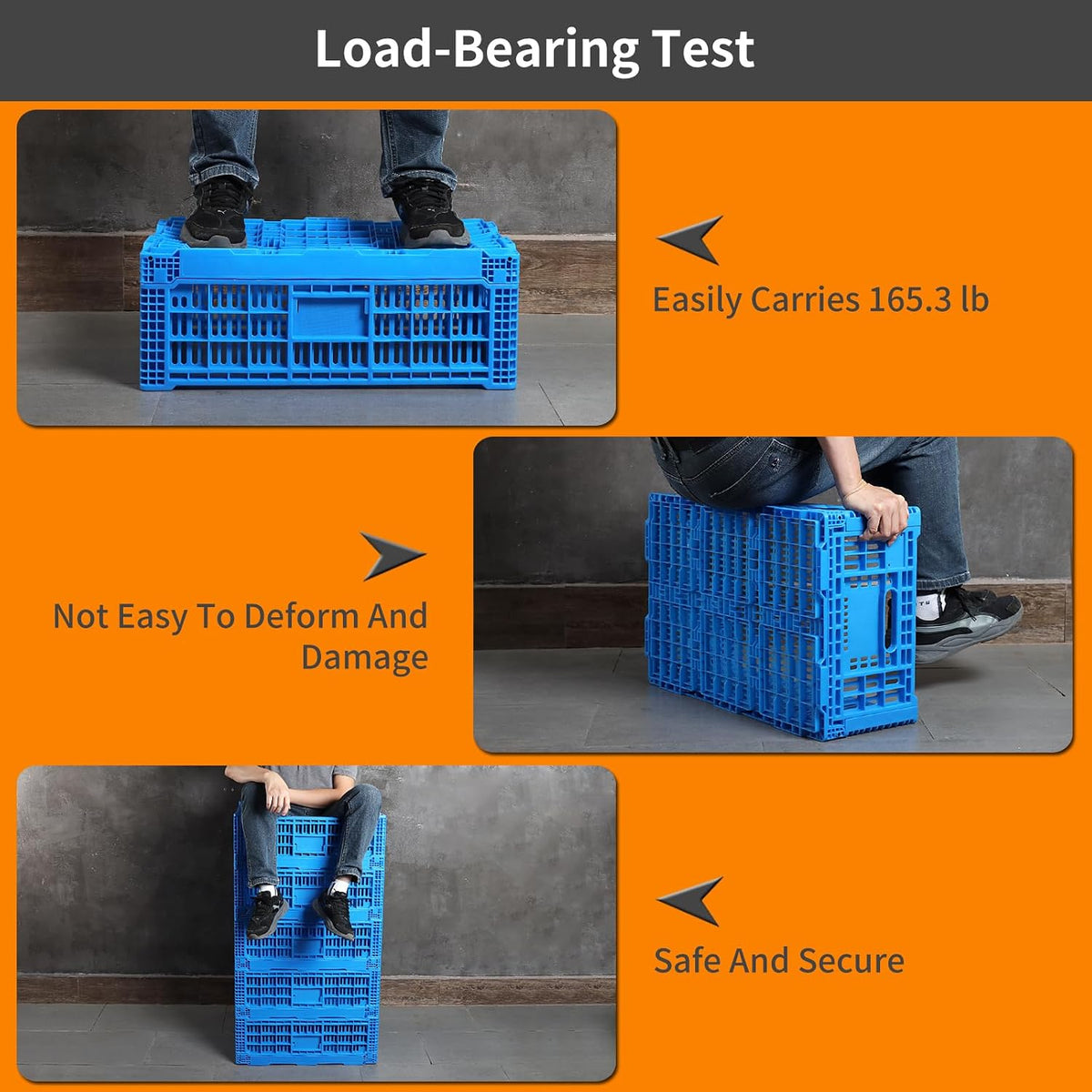 Collapsible Storage Bin Containe，52 Liter Transferheavy duty plastic storage box,blue milk crates heavy duty Transit storage of various items (1)