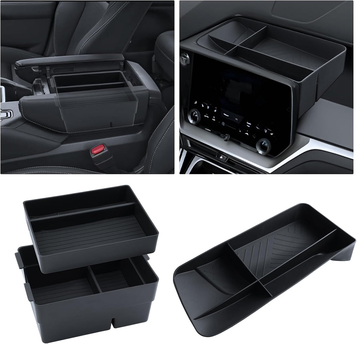 For 3PCS Double Layer Center Console Armrest Organizer&Screen Organizer Tray ABS Materials Compatible with 2024-2026 L exus TX350/TX350h/TX450h+/TX500h