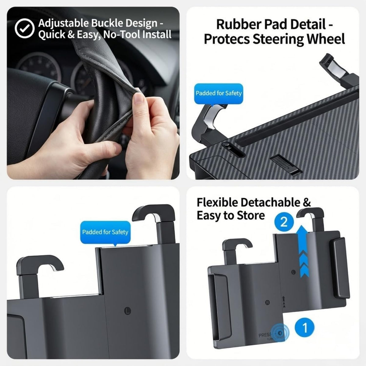 2 in 1 Steering Wheel Tray Table & Seat Gap Filler Organizer,Table for Eating in Car, Universal Fit for Most Cars, Car Tray for Working & Eating