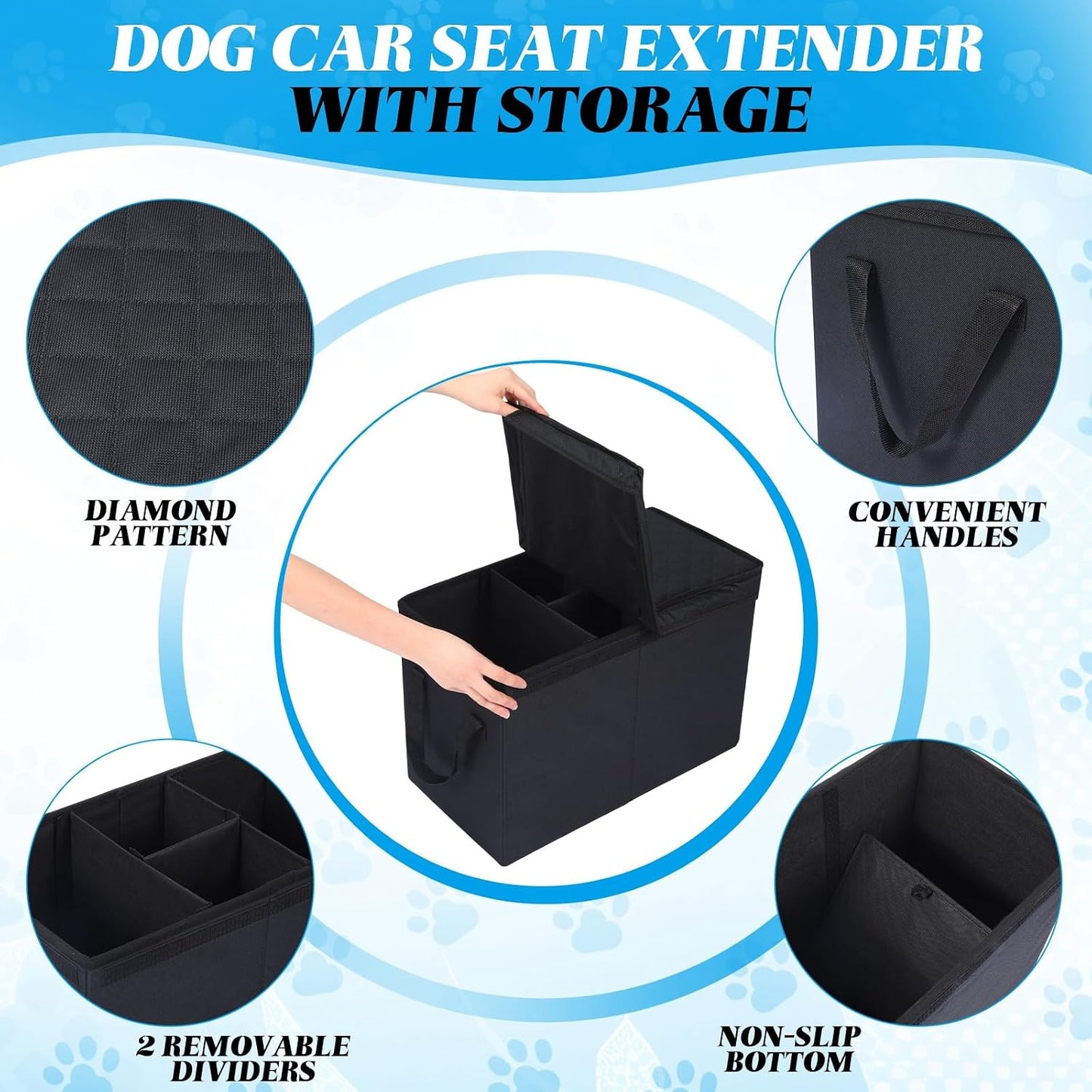 Back Seat Extender for Dogs, Dog Car Seat Cover with Storage Organizer, Waterproof Scratch Proof Cover for Cars Trucks and Suvs Front or Back(Small 27.5"x19"x22")