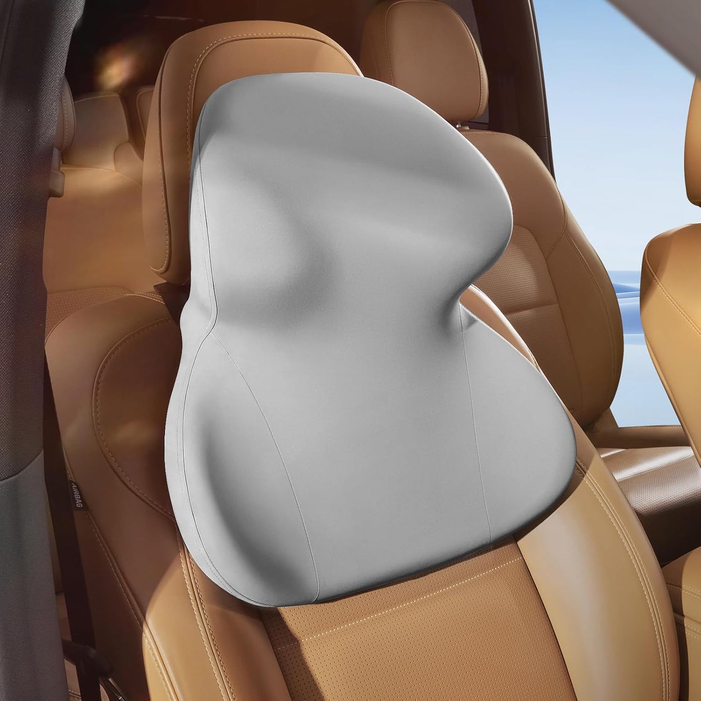 BEBAS Car Headrest Pillow, Ergonomic Neck Pillow with Memory Foam, Enlarged Surface for Head Neck Shoulder Support, Breathable Removeable Car Seat Pillow for Pain Relief(Gray, 1 Pack)