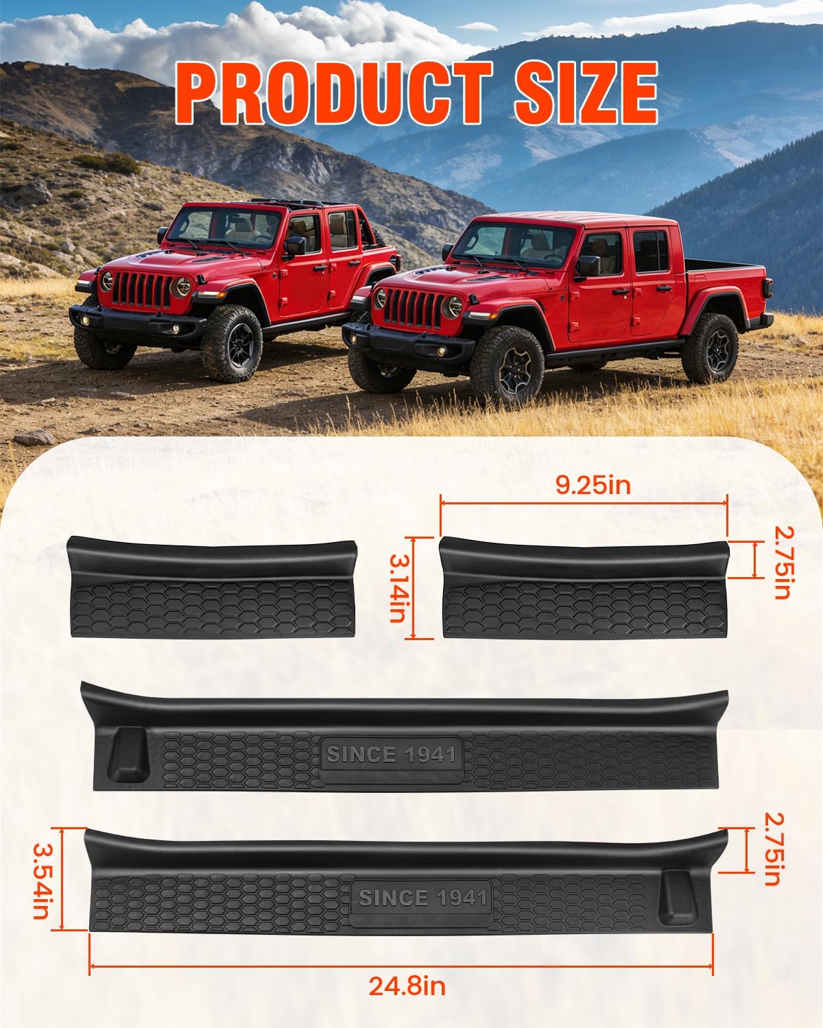 Door Sill Guards Kit Fits 2018-2026 Jeep Wrangler JL JLU Unlimited & JT