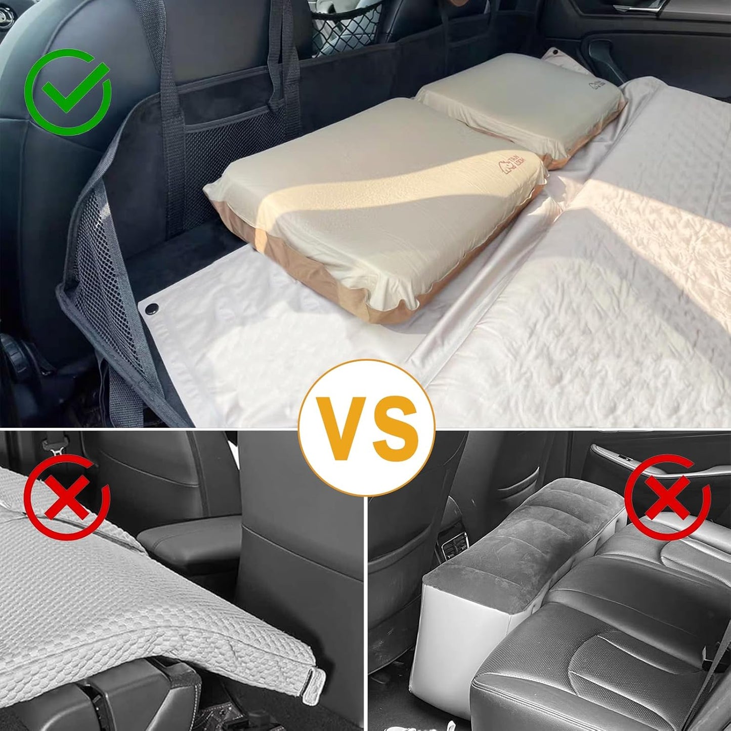Car Rear Seat Mattress Extension Plate, Portable Mattress for Sleeping, Foldable Back Seat Extender, Increase Travel Trunk Space and Car Bed Camping Space for Car, SUV, Model Y/3 (Black)