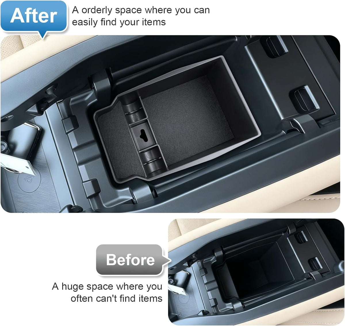 2026 CX-5 Center Console Organizer for Mazda CX-5 (2.5 S/2.5 S Select/2.5 S Preferred/2.5 S Premium Plus), Durable ABS Plastic &Silent Flocking Console Tray Insert 2026 CX-5 Accessories