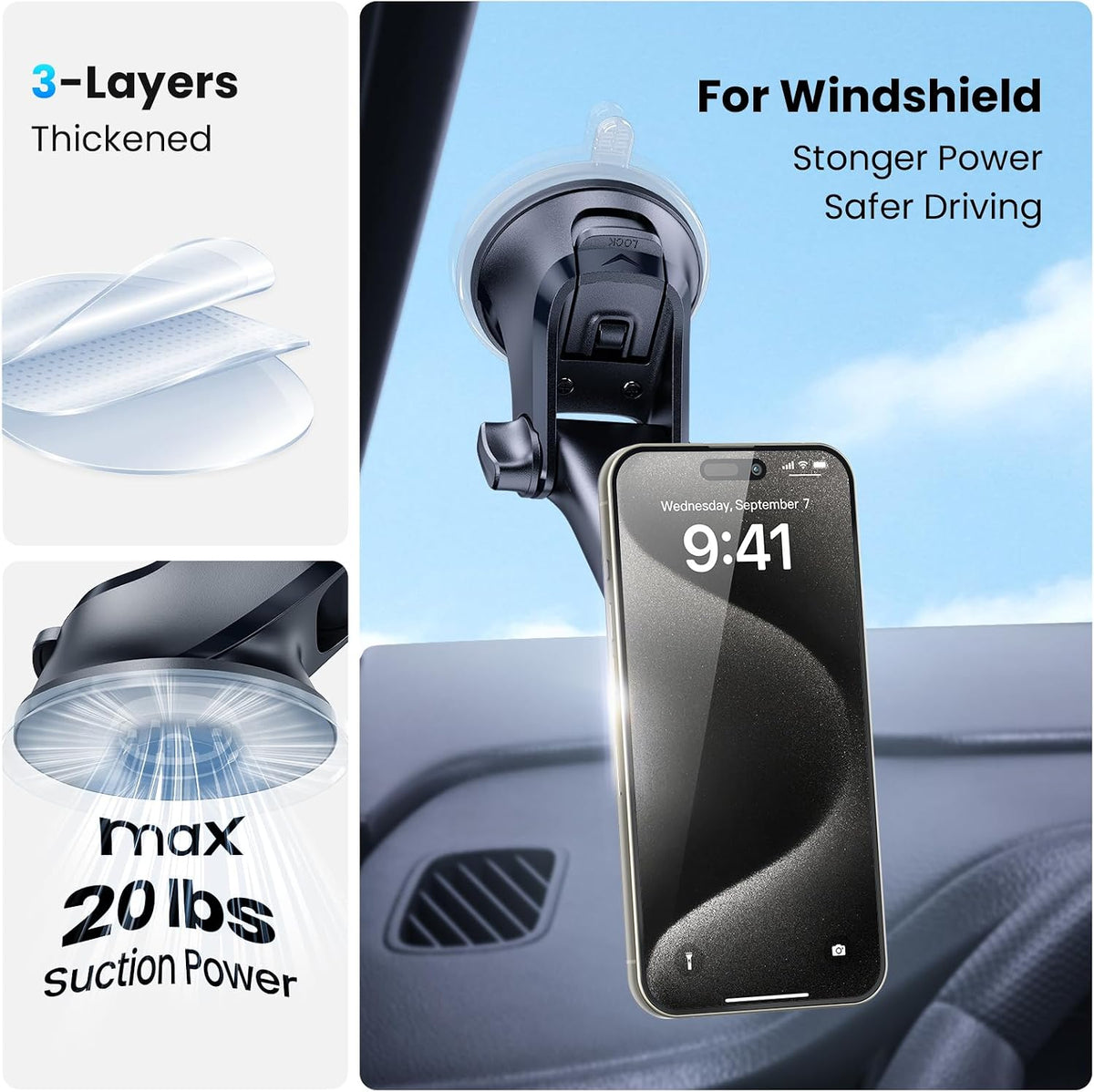 APPS2Car Magnetic Phone Mount for Car, Dashboard & Windshield Suction Cup