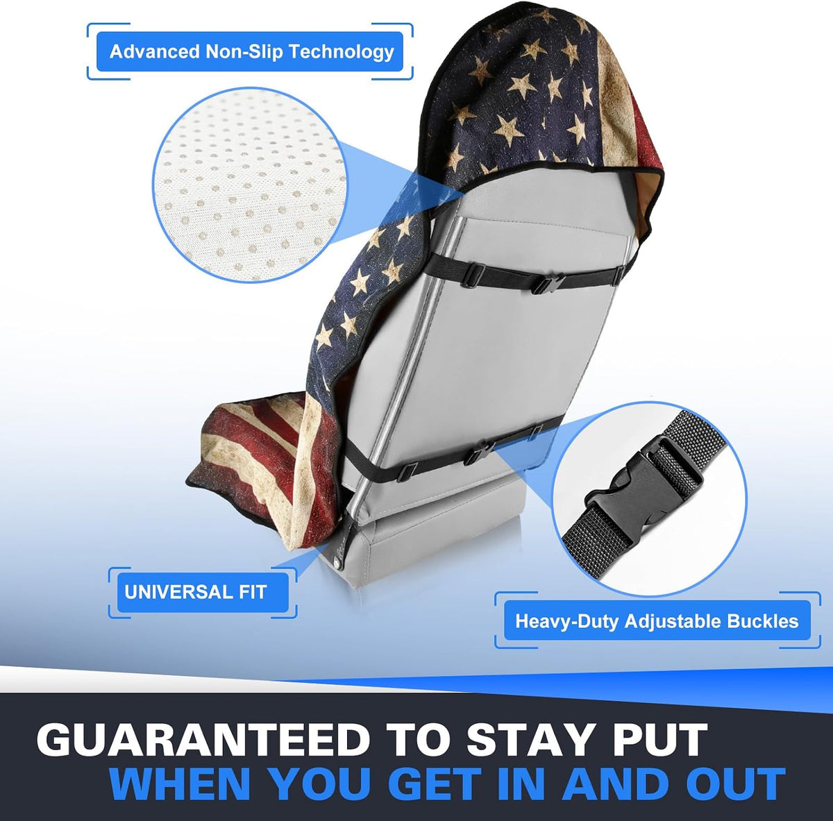 ZIMABLUE 2-Pack American Flag Waterproof Car Seat Covers, Universal Fit