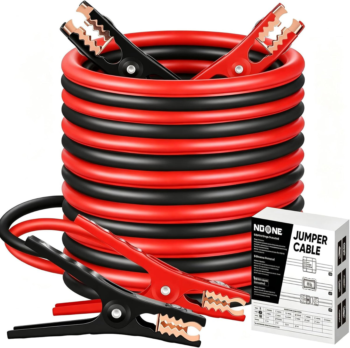 Noone 2 Gauge 16 Feet Heavy Duty Jumper Cables for 12V/24V Car Battery