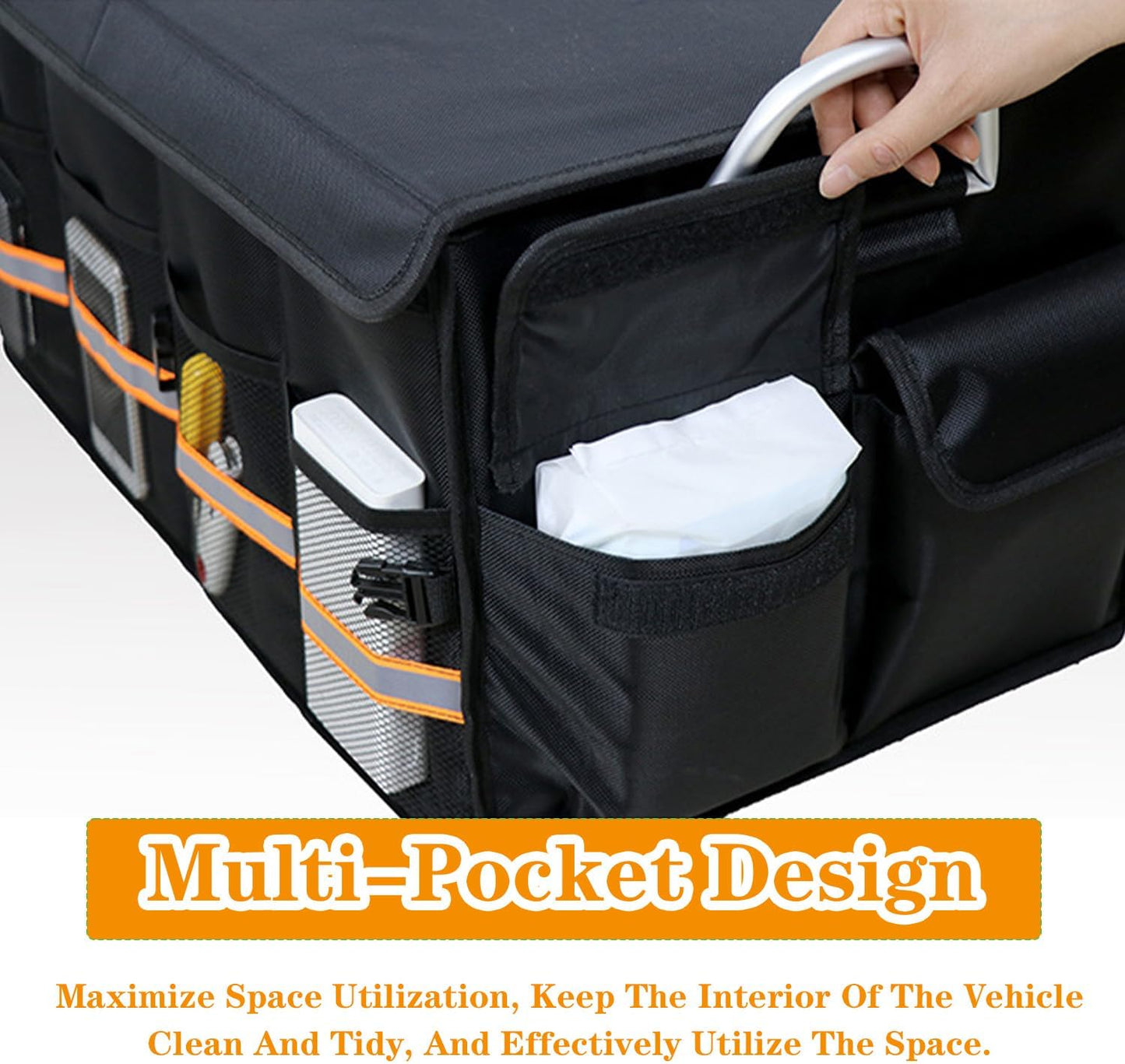 Car Trunk Organizer With Lid - Sturdy Adjustable Foldable Oxford Cloth Car Storage Organizer Trunk, Trunk Organizer For Camping