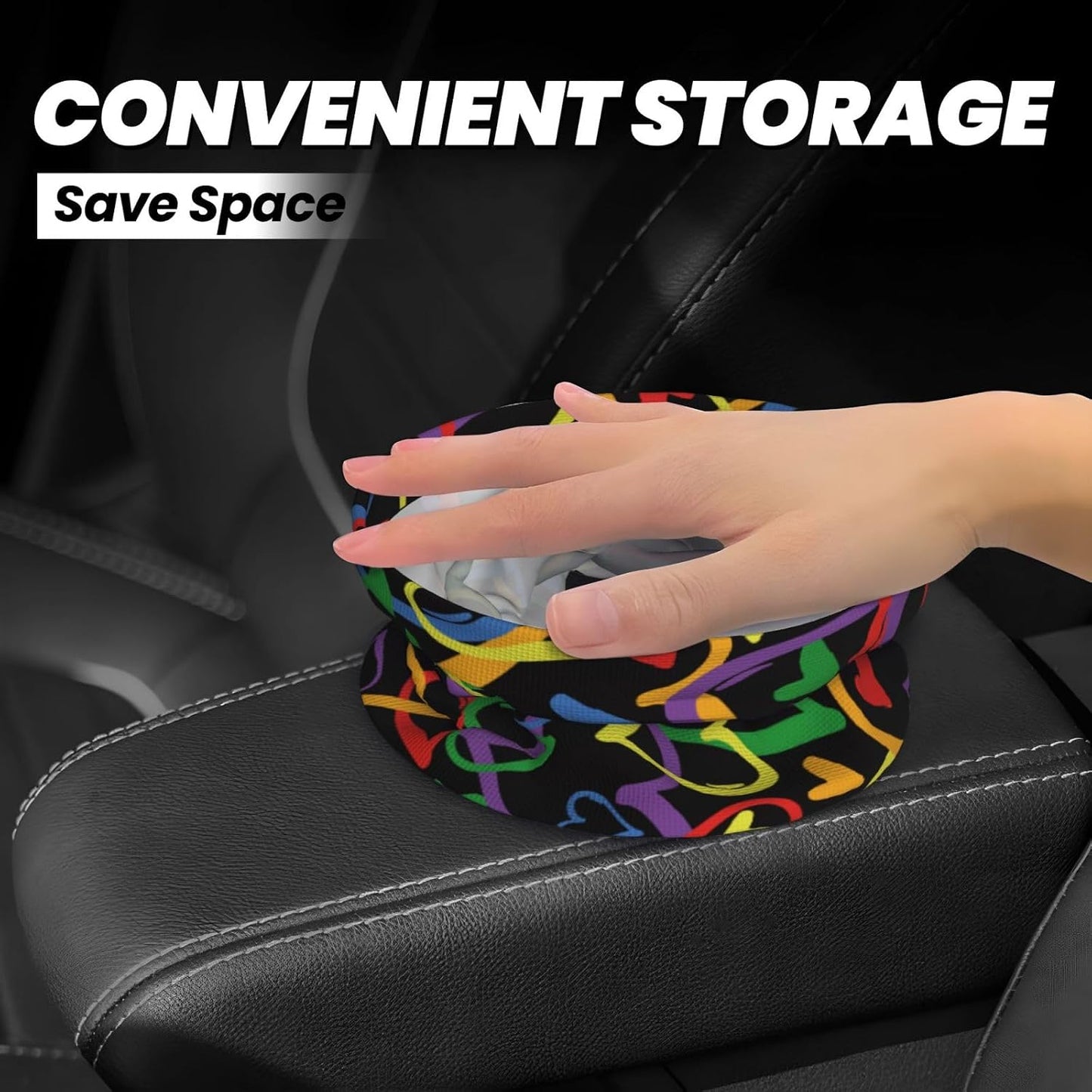 Heart Car Trash Can,Car Accessories Waterproof Car Organizer Foldable Portable Trash Bin Can Be Hung on The Back Seat Garbage Can for Various Cars