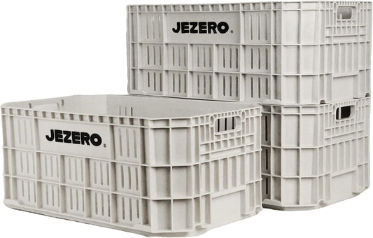 JEZERO White 3- Pack Harvest Storage Crate – Stackable Plastic Tote Box for Fruit &amp; Vegetables, Kitchen, Pantry, Closet, Car &amp; Outdoor Use | Open Utility Bin, 20" x 12" x8"