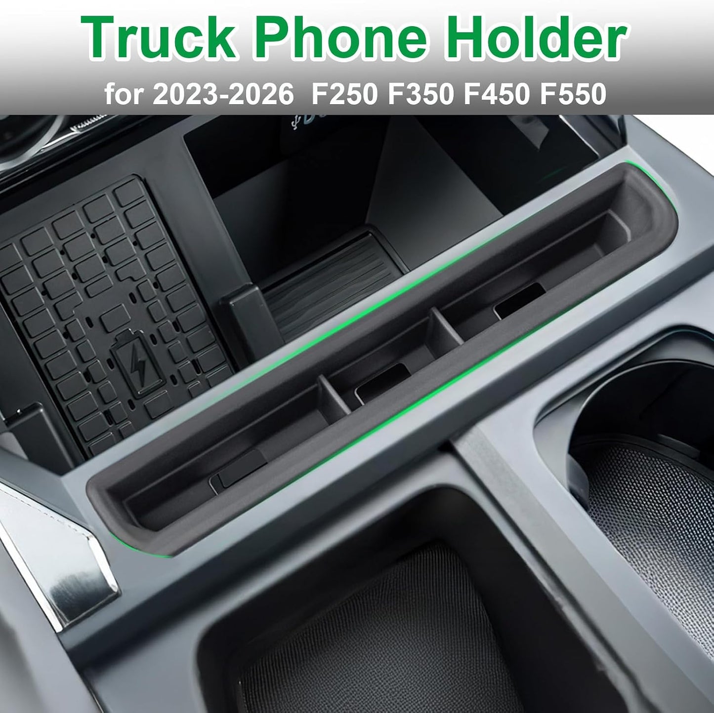 PIMCAR Truck Phone Holder for 2023 2024 2025 2026 Ford F250 F350 F450 F550 Pocket Insert Organizer with USB Hole, Premium Silicone Anti-Tipping Phone Stand, Super Duty OEM Accessories