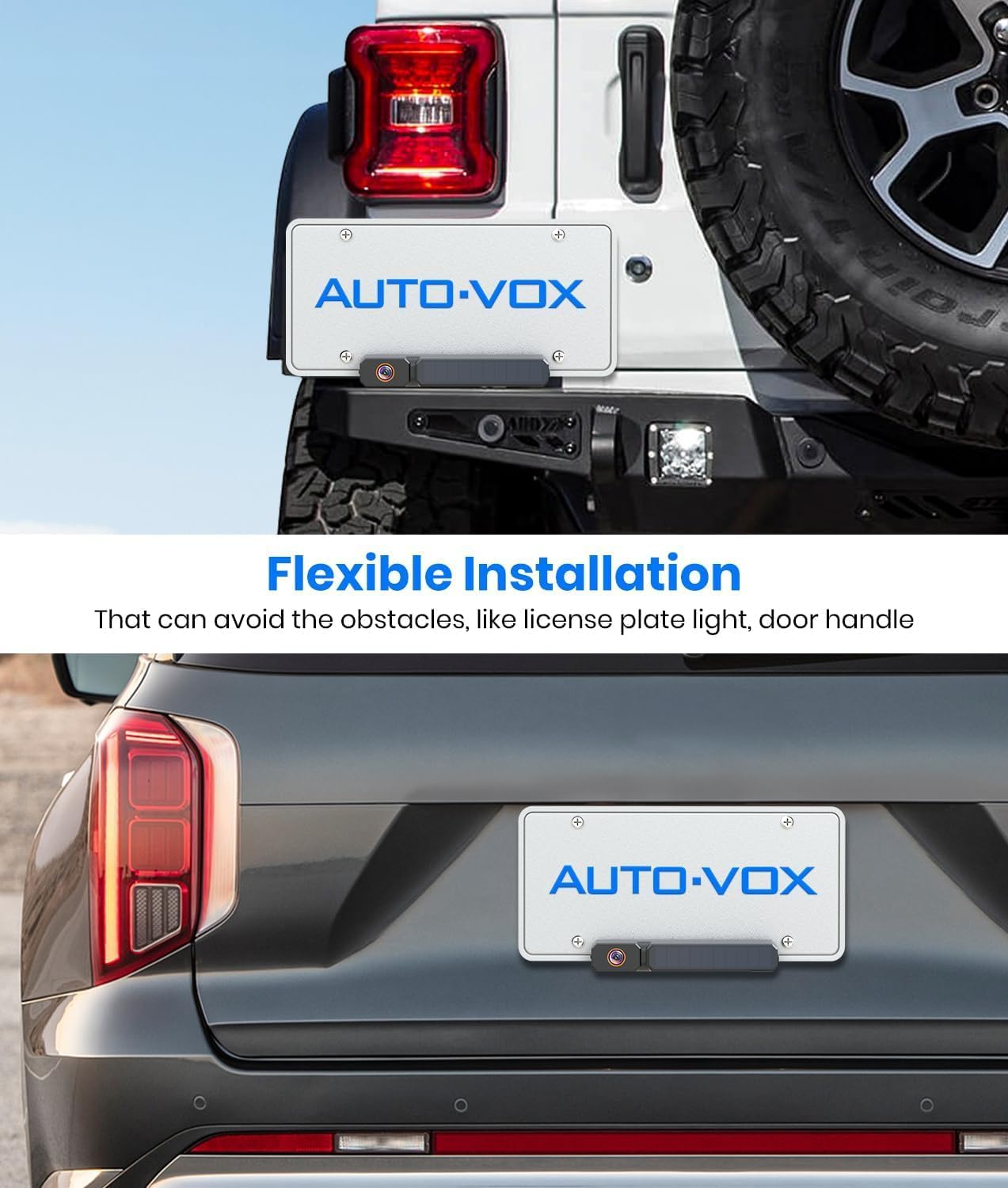 AUTO-VOX Solar Wireless Backup Camera: 5" 1080P Monitor, 2 Min Easy Install | 2 Split Screen & 5000mAh Battery Back Up Camera, IP69K Waterproof Reverse Camera for Car, Van, SUV, Truck, Trailer