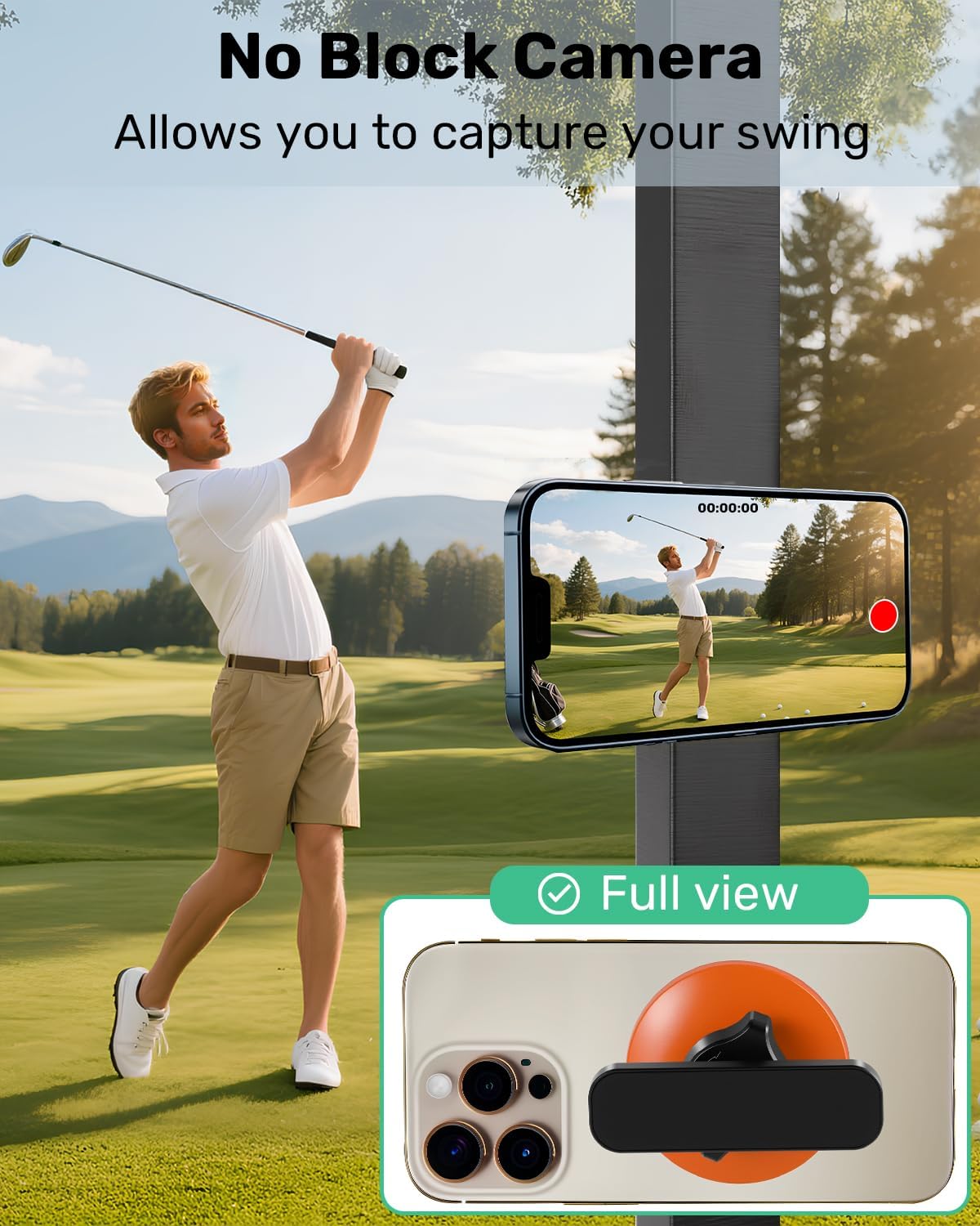 Magnetic Golf Cart Phone Holder, Unique Golf Accessories for Men, Orange