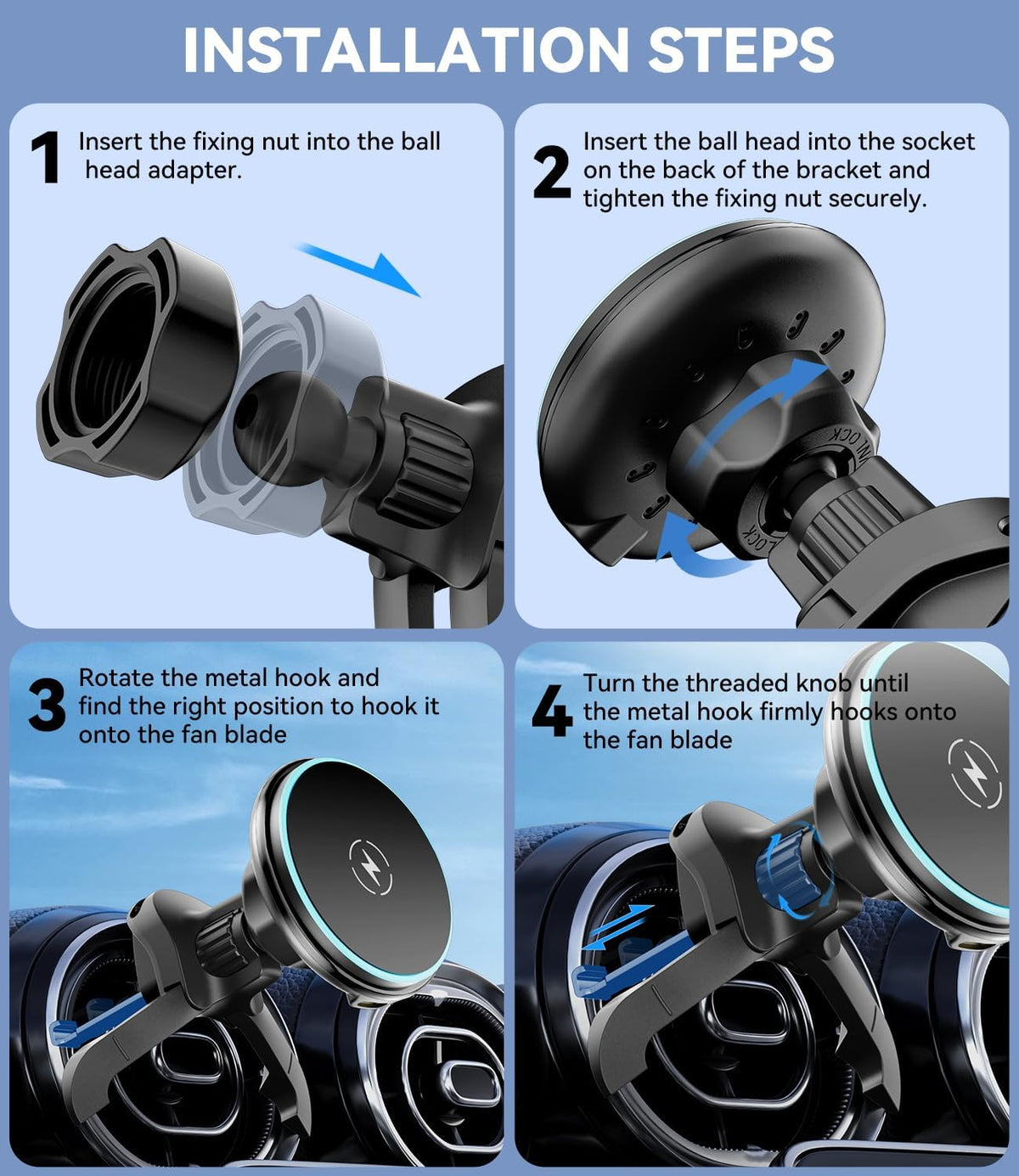CloudValley 15W Charger Air Vent Car Mount for Mercedes Benz A/B/C/E/V/G/Class & Audi A1/A2/A3, Magnetic Wireless Charging Phone Holder for iPhone 17 Pro Max 16 15 14 13 12, Compatible with Magsafe
