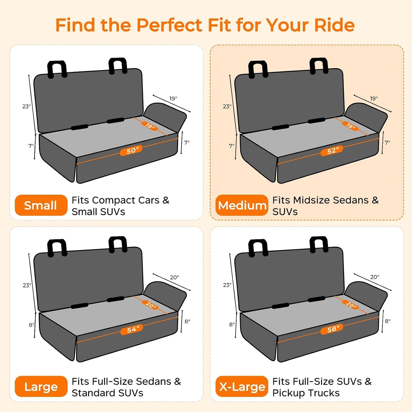 URPOWER Dog Car Seat Cover for Back Seat - Waterproof Car Seat Protector for Child Carseat & Pets, Nonslip Car Seat Covers for Mid-Size Cars & Mid-Size SUVs