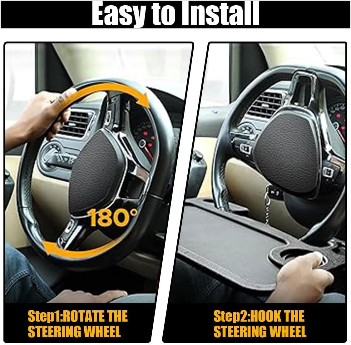 Steering Wheel Tray for Ford Explorer 2020-2025, Portable Auto Laptop Desk Mount Eating Table Driver Food Holder Seat Hook On Accessories