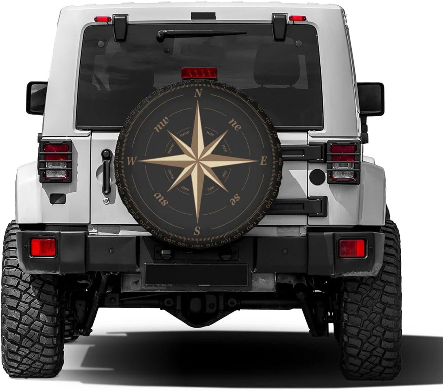 Compass Rose Black Spare Tire Cover Dust-Proof Wheel Tire Cover Fit Trailer, RV, SUV and Many Vehicle 17 Inch