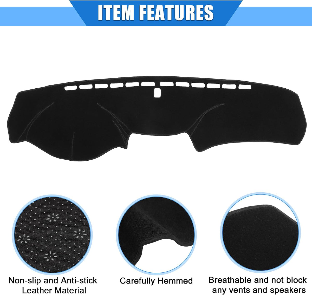 Car Dashboard Cover Compatible for Honda Accord 2008-2013, Protective Polyester Black Center Console Interior Trim Dash Cover Mat Pad
