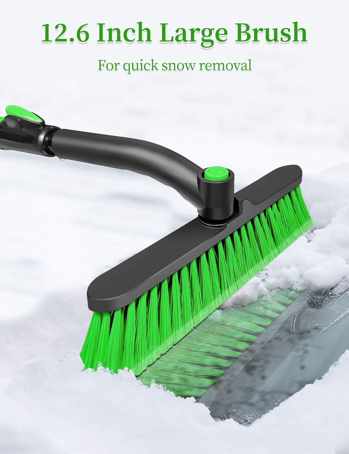 HEEYA Snow Brush for Car, Extendable Snow Brush and Ice Scraper with Foam Grip, Car Window Scraper for Snow and Ice for SUV Truck Auto RV Vehicle Windshield - Green