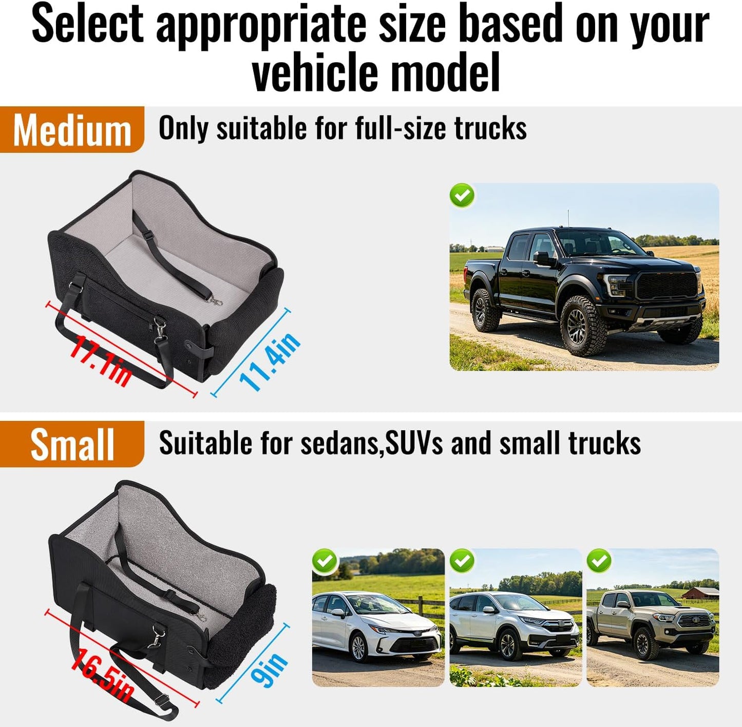 Center Console Dog Car Seat,Dog Car Seats for Small Dogs with Soft Mattress,Pet Puppy Cars Seat (Black, Medium)
