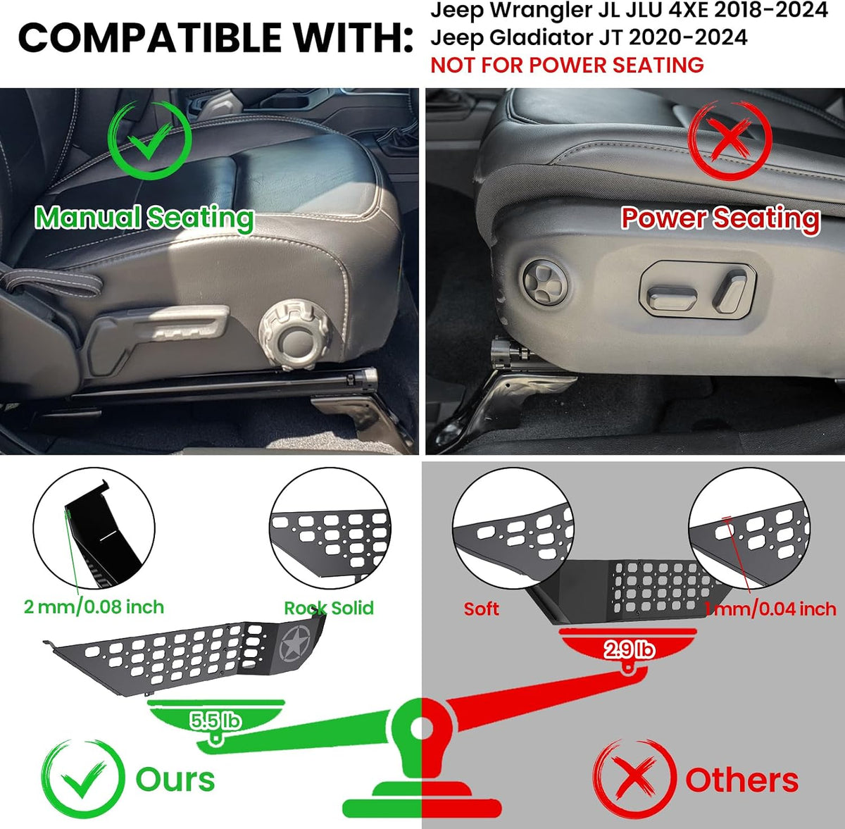 DIAMOOKY Metal Front Door Pocket Storage for Jeep Wrangler JL JLU 2018-2026