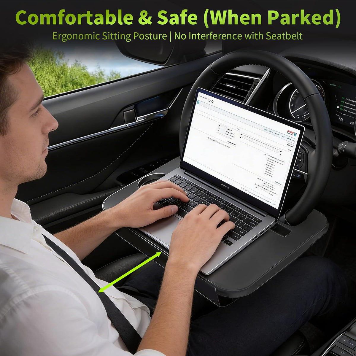 2-in-1 Steering Wheel Tray & Seat Gap Organizer