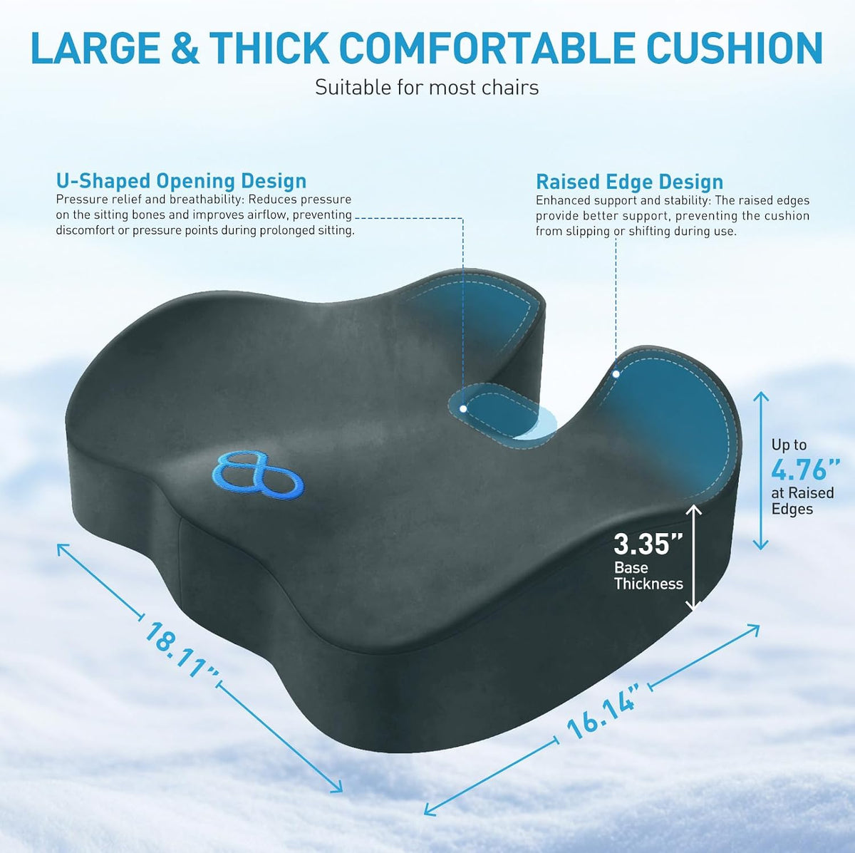 BlissTrends Memory Foam Seat Cushion for Office Chair & Car Seat, DarkGreen