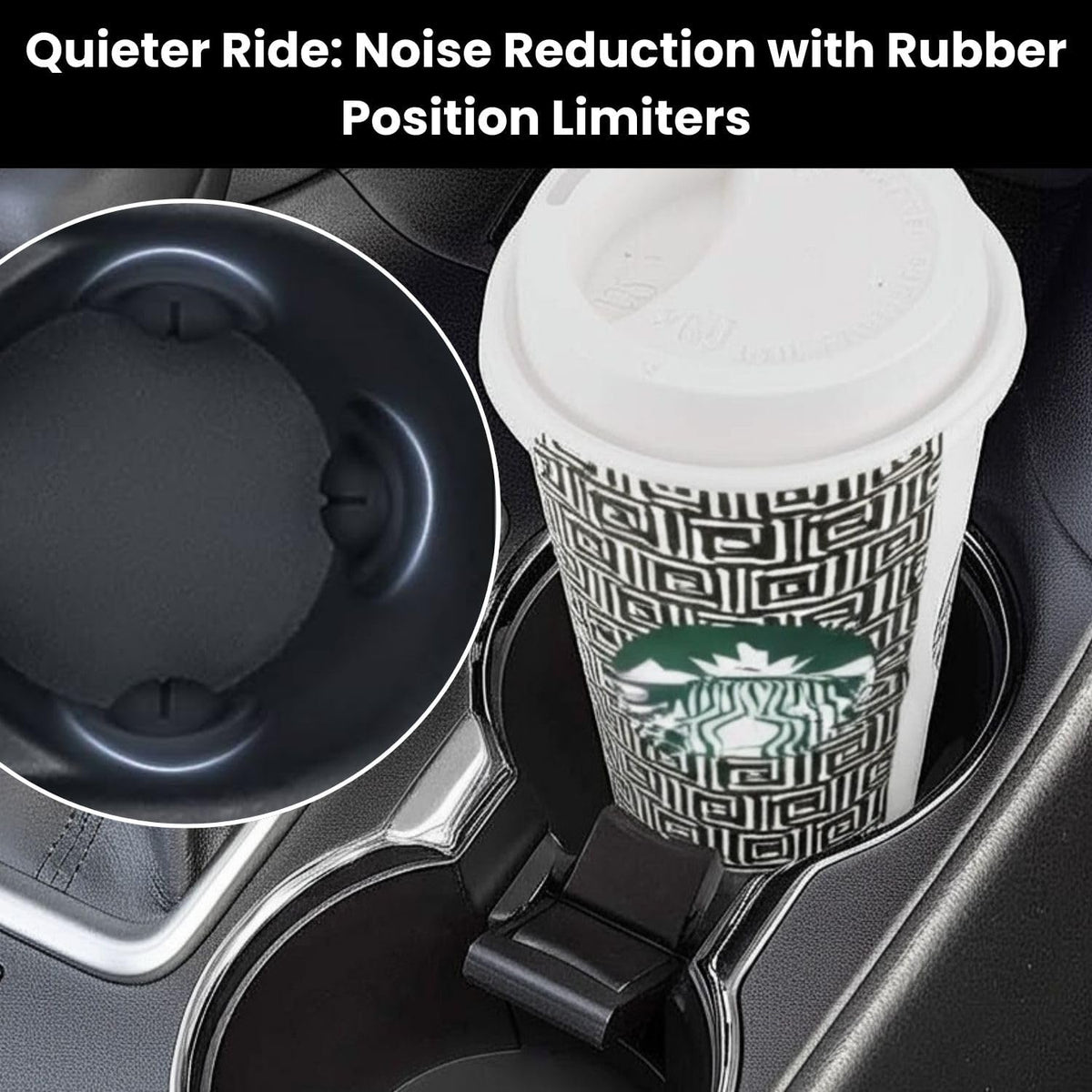 Cup Holder Insert for Toyota Highlander 2014-2021 - Includes Anti-Slip Rubber Coaster & Small Bottle Position Limiter - Car Accessory Upgrade Kit