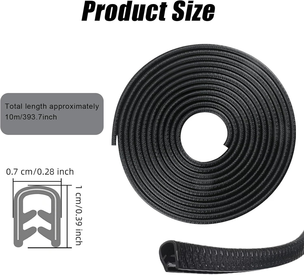 U-Shape Car Door Edge Guards, 32.8 Ft Rubber Automotive Door Edge Protector for SUVs Sedans, Easy No-Glue Install, Exterior Car Accessories Trim (Black)