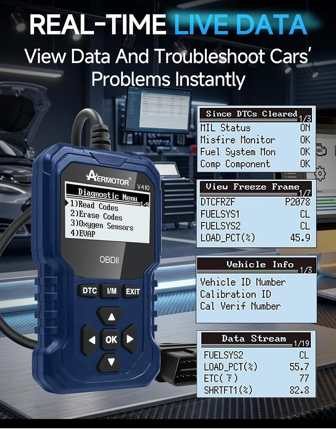 V410 OBD2 Scanner Fault Code Reader, Car Scanner Diagnostic Tool