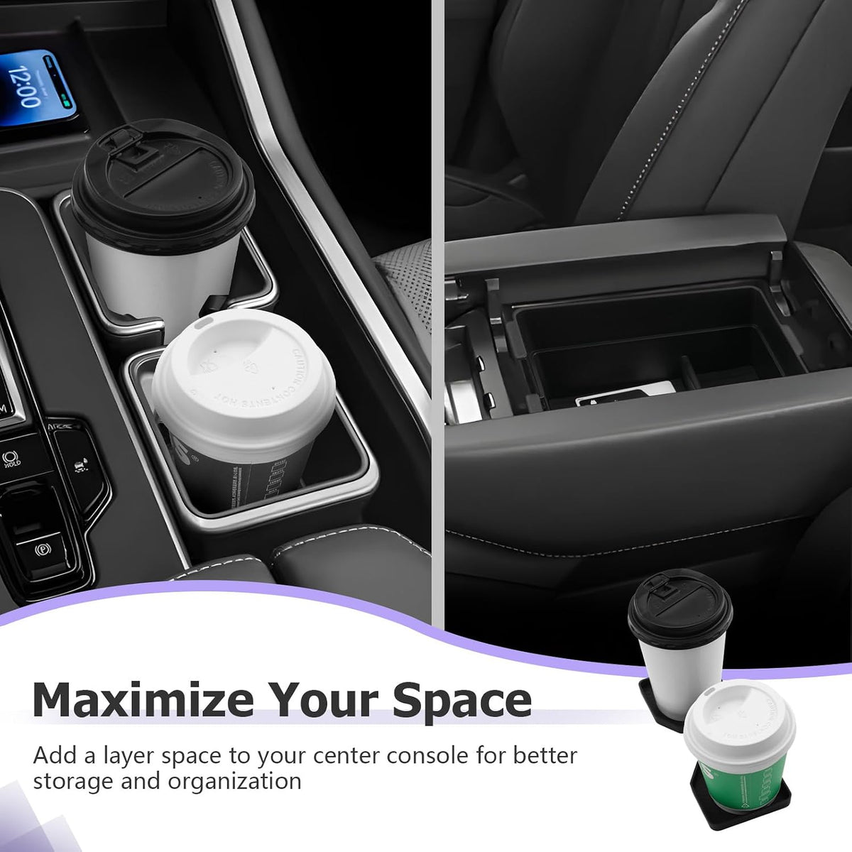 LUWU 2025 2026 Lexus TX Accessories Compatible with 2024-2026 Lexus TX350/TX500/TX550 Center Console Organizer Armrest Console Organizer & Front Center Console Cup Holder Mat 3-Pack
