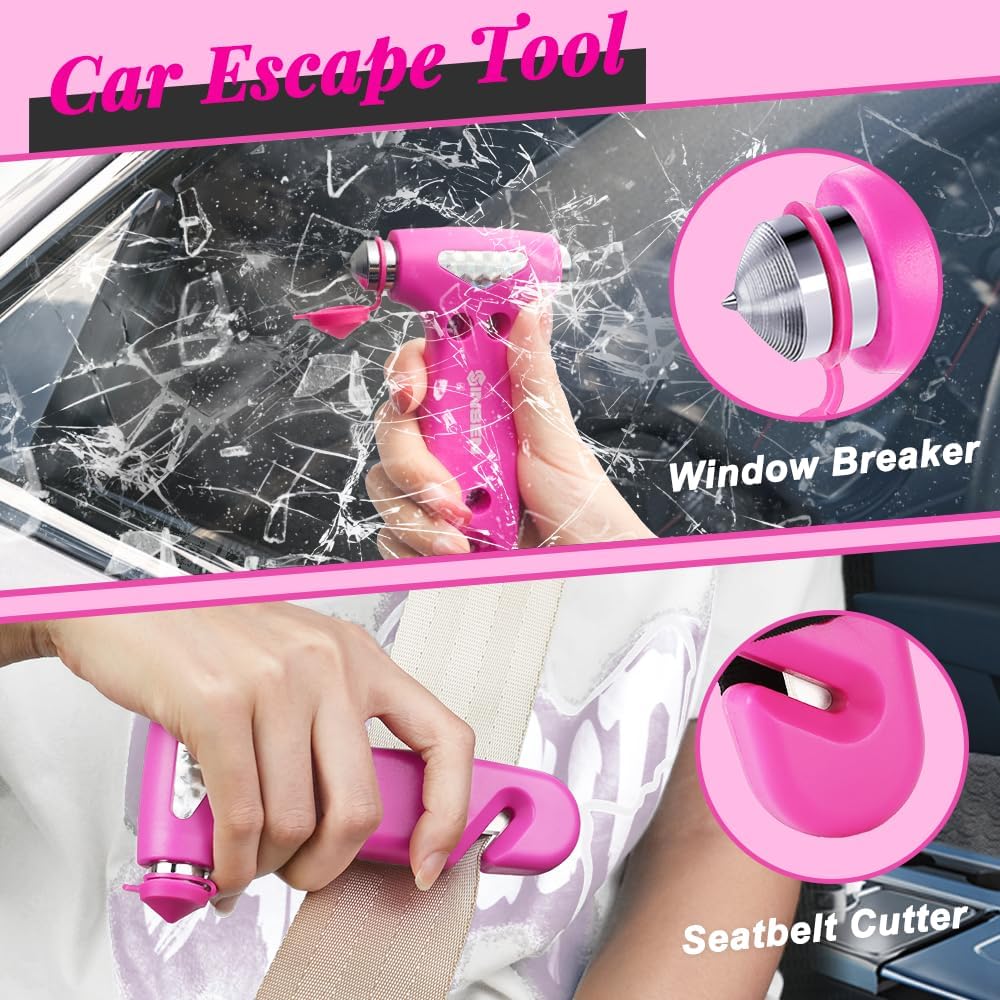 SINSEN Car Safety Hammer, Automotive Window Breaker and Seatbelt Cutter for Women, Roadside Emergency Kit, 3 in 1 Escape Tools, Road Trip Essential and Must Haves (1, Blue)