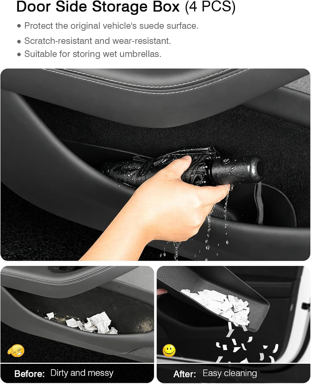 4-Piece Door Side Pocket Storage Box for Tesla Model Y Juniper 2025 2026