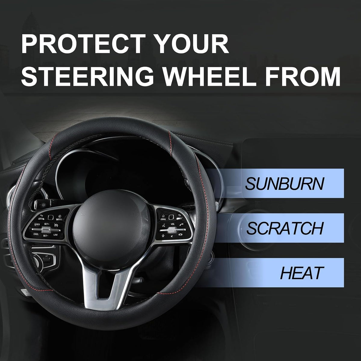 Car Steering Wheel Cover, Microfiber Leather Universal 14.5-15 inch, Purple