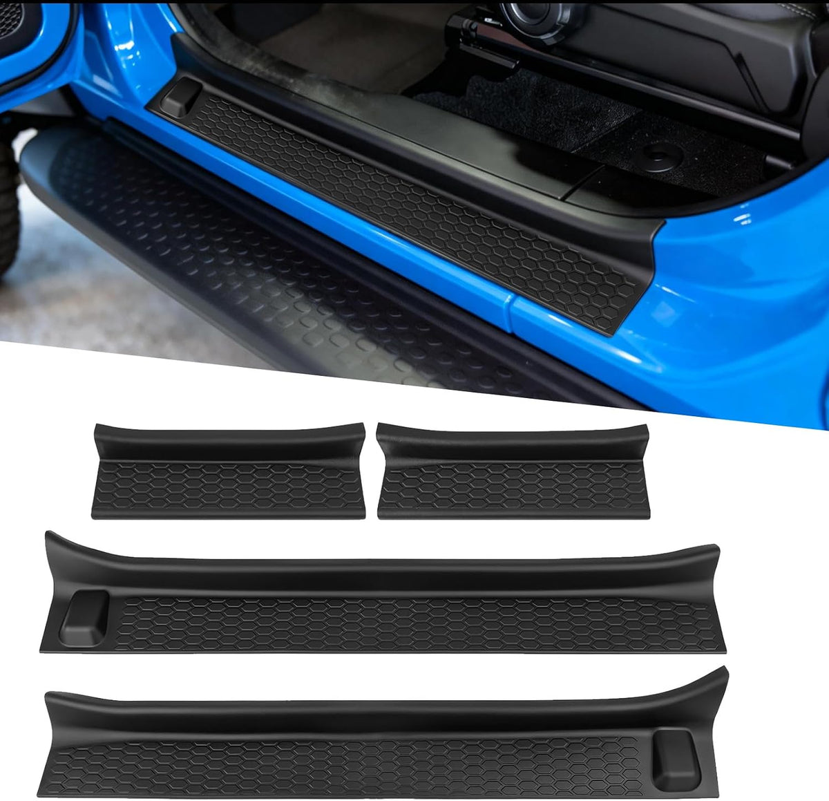 Door Sill Guards for 2018-2025 Jeep Wrangler JLU Gladiator JT 4 Door Black