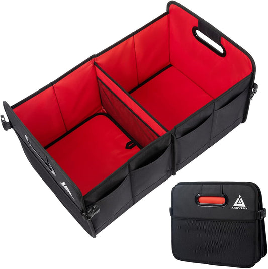 JOJOY LUX Car Trunk Organizer with Multi Compartments - Automotive Collapsible Cargo Containers with 11 Pockets &amp; Reinforced Handles, Vehicle Grocery Organizer Bin Caddy Bag for SUV Van Truck