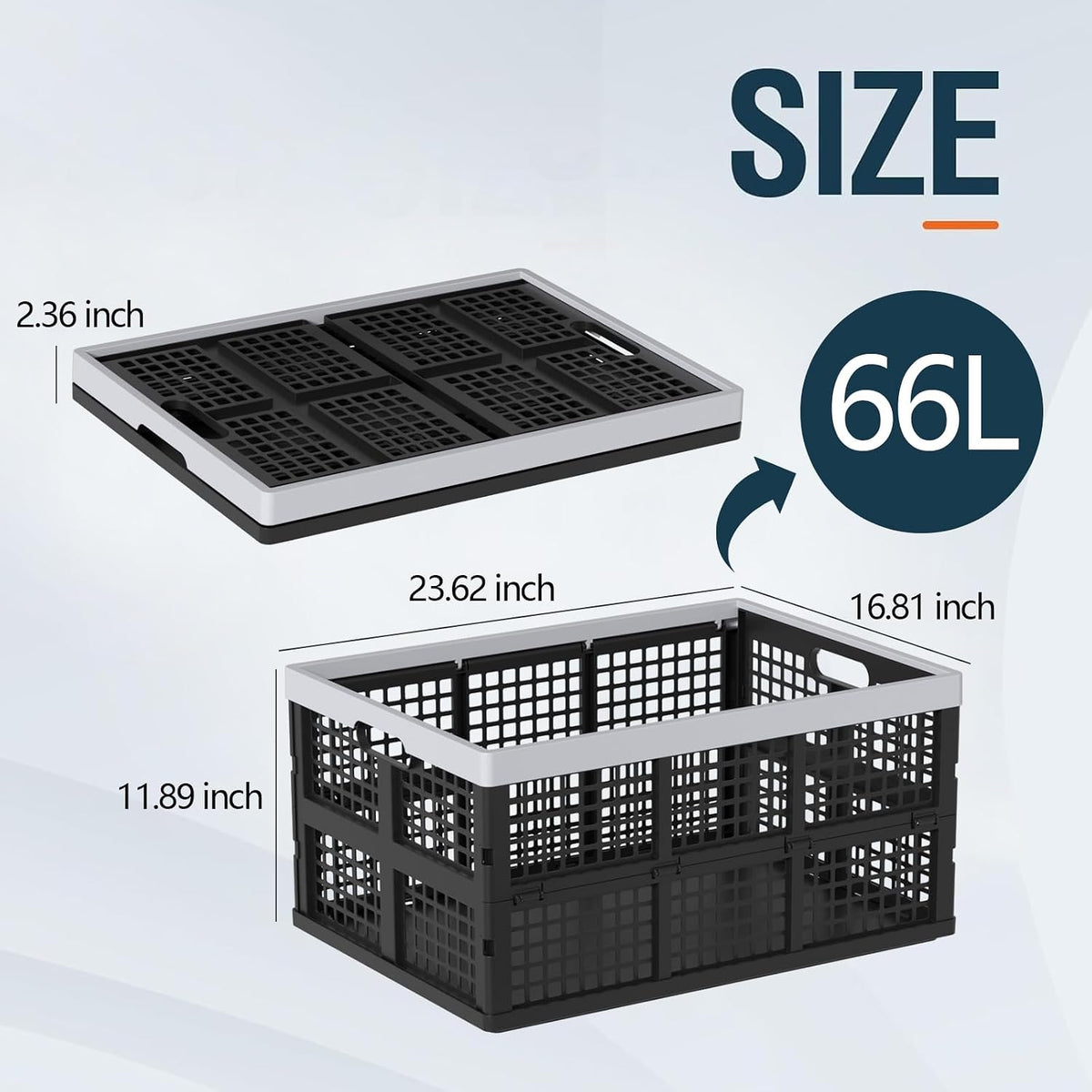 Saedy 66L Plastic Collapsible Folding Storage Crates, 3 Packs