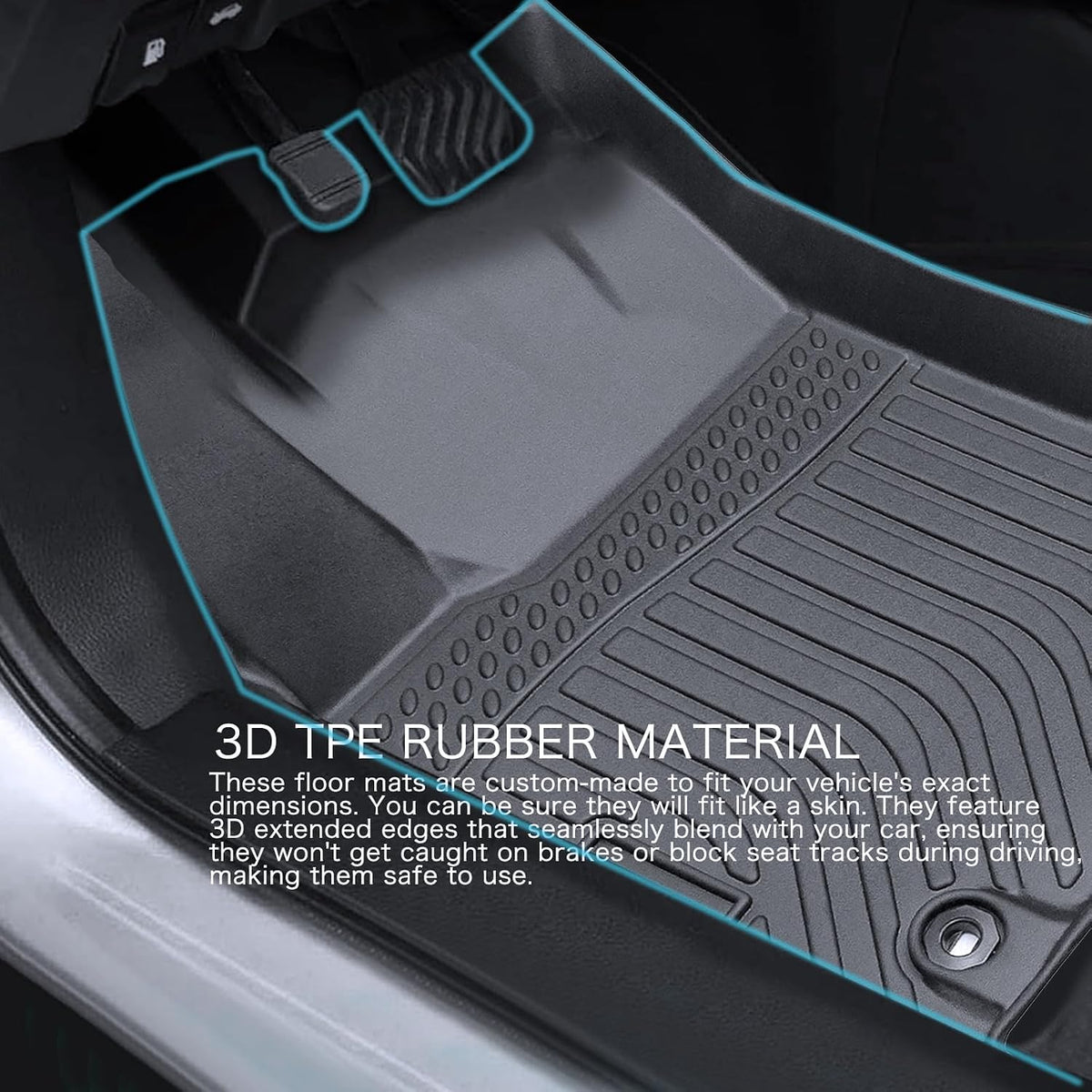 All Weather Rubber Floor Mats Compatible with 2013-2017 Honda Accord, 3Pcs Car Automotive Floor Mats & Cargo Liners Black