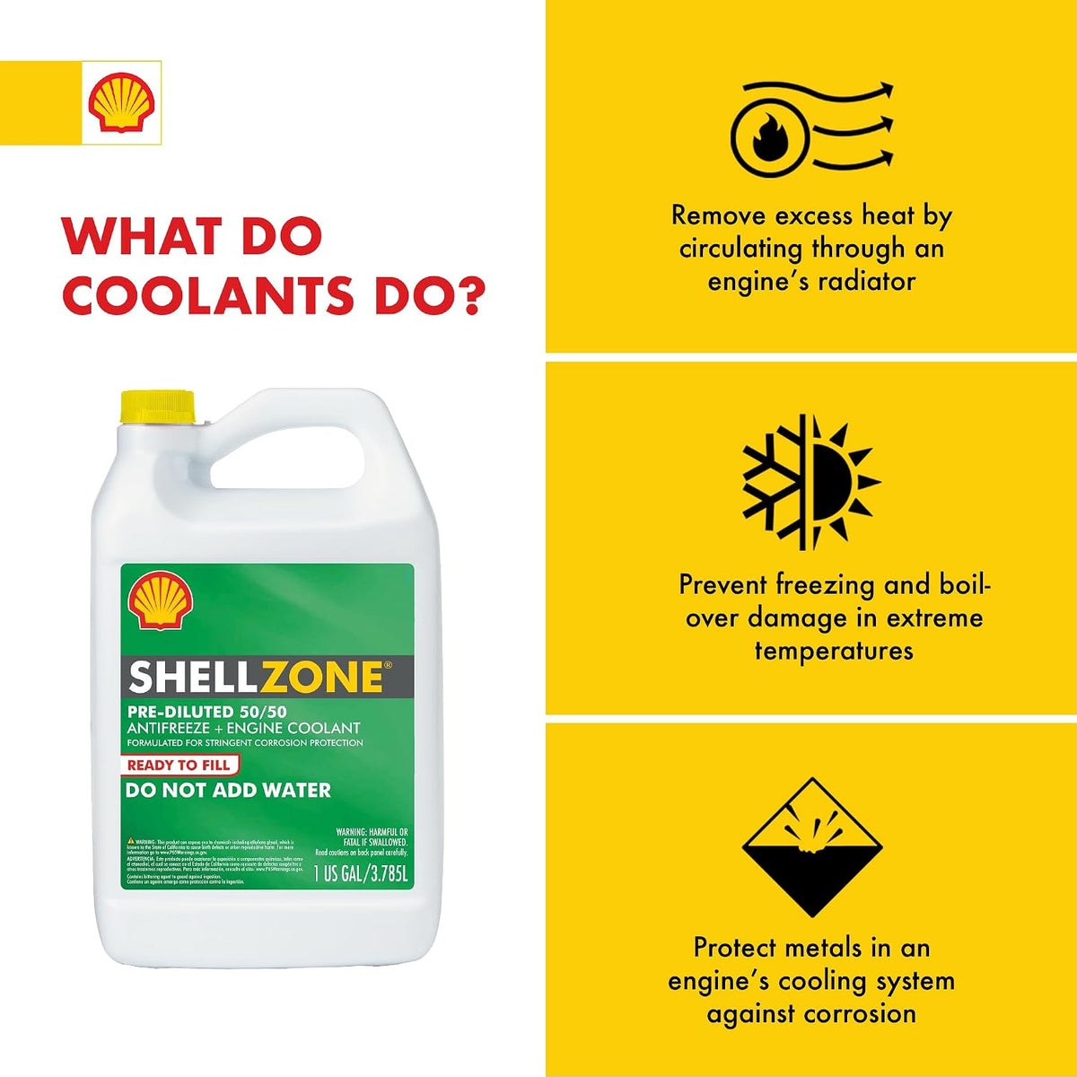 Shellzone 50/50 Pre-Diluted Antifreeze + Coolant (1 Gallon)