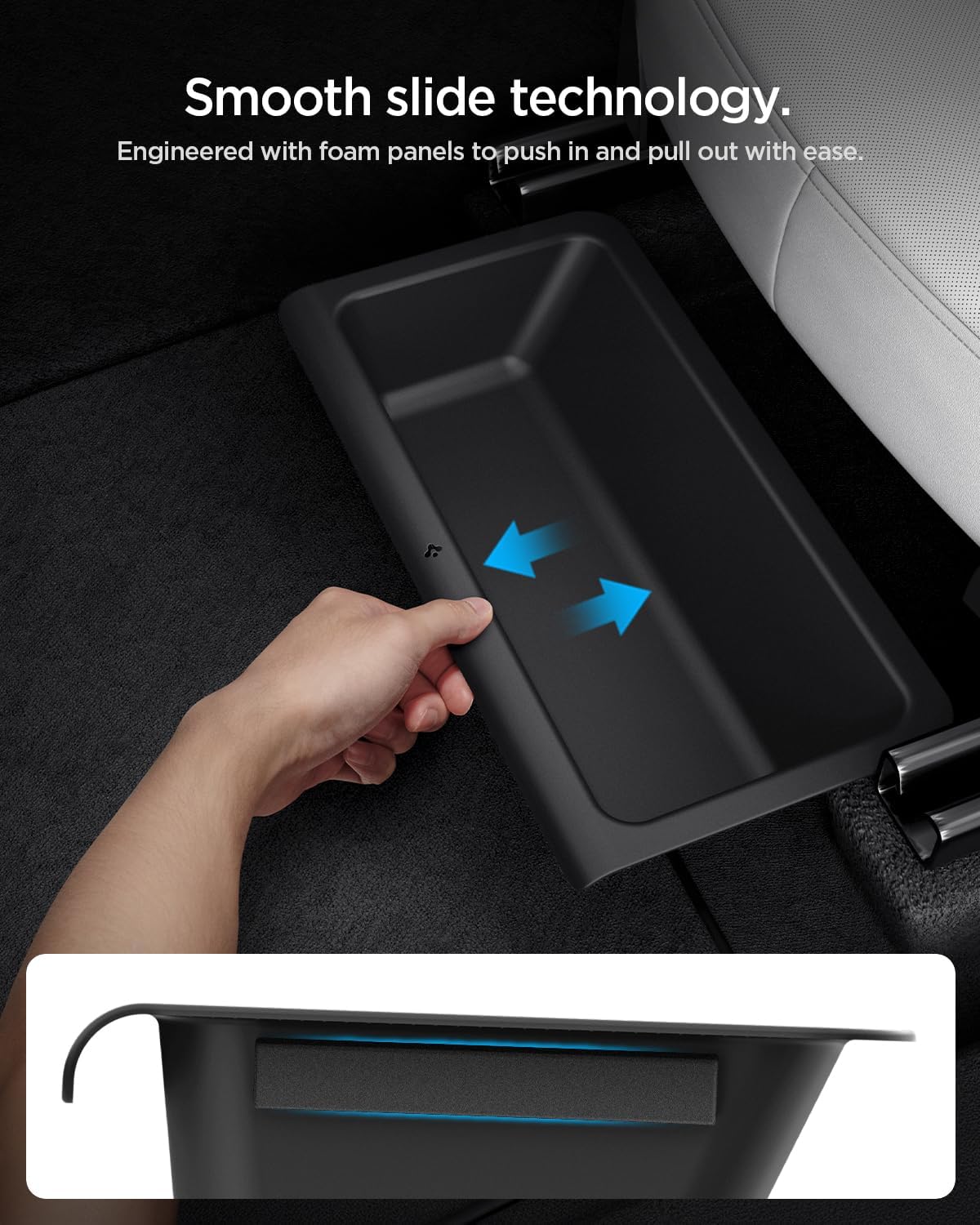 Spigen Under Seat Storage Box, Hidden Organizer Tray [Waterproof & Anti-Rattle] for 2025 2026 Tesla Model Y Juniper (Premium and Performance) - 2 Pack