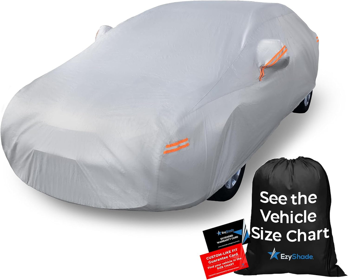EzyShade Multi-Layer Car Cover Waterproof All Weather - See Vehicle Size-Chart - Outdoor Full Exterior Covers for Automobiles - Sedan Hatch SUV - Rain Snow Sun UV Protection. Size A4 (See SizeChart)
