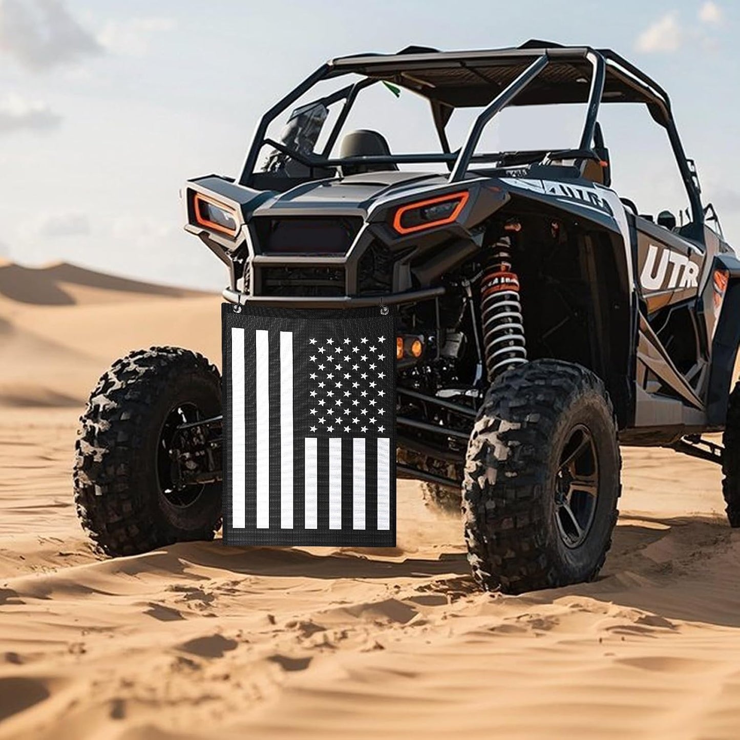[Heavy-Duty] UTV Rear Trash Mesh Organizer & Trash Bag | Hose-Down Washable Design for Muddy Tow Straps, Wet Gear & Cans | Universal Fit for Polaris RZR, Can-Am X3, Yamaha (American Flag Edition)