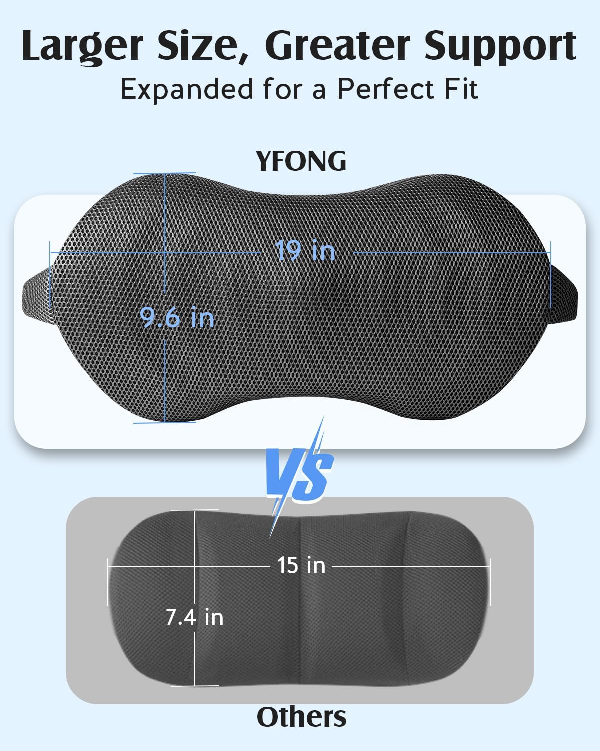 YFONG Lumbar Support Pillow for Car Seat, Back Support with Adjustable Straps Securely Fixed for Driving Seat Pain Relief, Office Chair Car Essentials Back Cushion, Grey