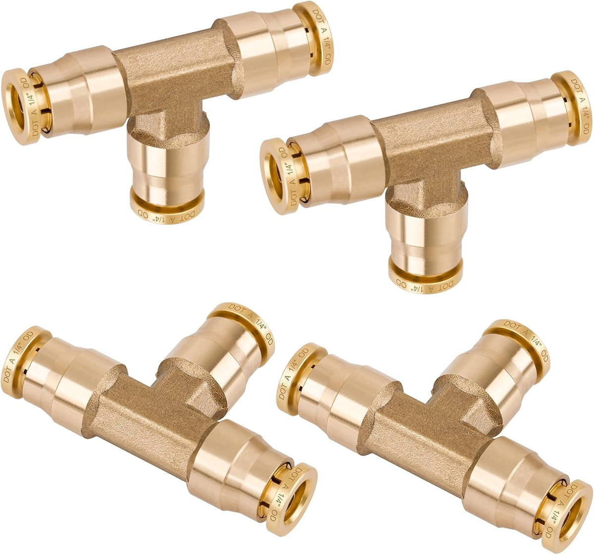 Brass DOT Approved 1/4" Tee Union Push to Quick Connect Fittings