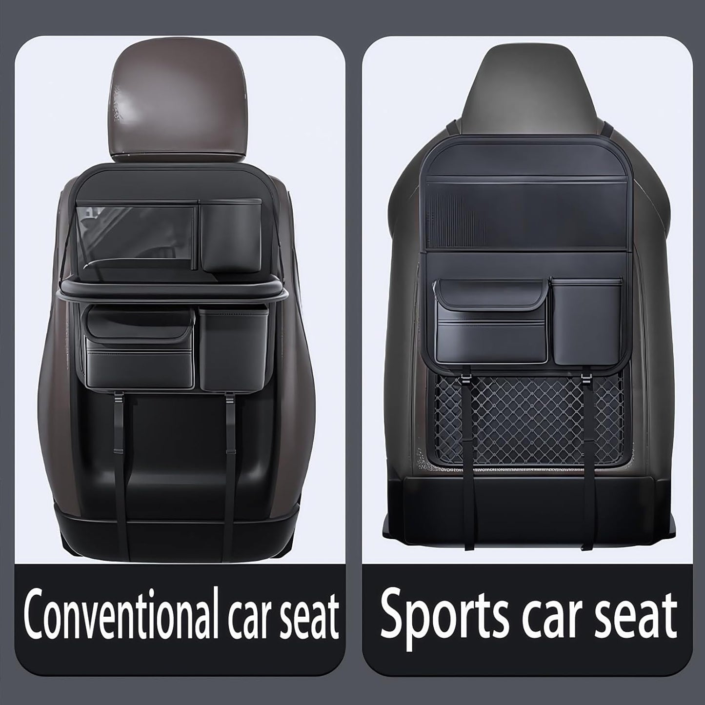 Backseat Car Organizer, Seat Organizer with 5 Storage Pockets for Travel, Black A