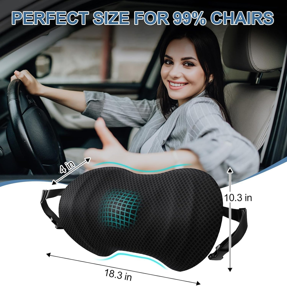 Lumbar Support Pillow Memory Foam for Mazda MX-5 Miata ND 2016-2025, Ergonomic Back Cushion for Driving Seat Vehicle Lower Back Pain Relief Pad