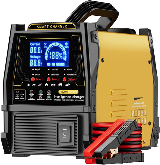 12V 24V Car Battery Charger Heavy Duty, 0-15A Automatic Battery Maintainer, 2026 Upgraded, Fast & Trickle Charge, Pulse Repair, for AGM Lead-Acid Deep Cycle, Car Truck Motorcycle RV Boat Lawn Mower